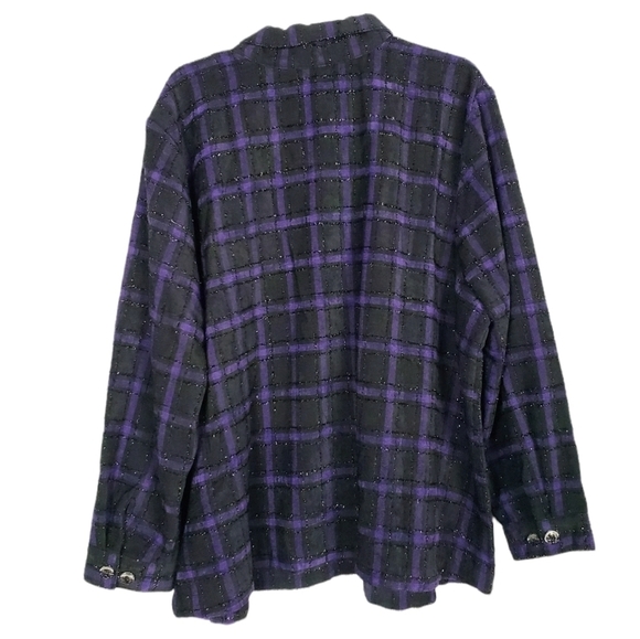 C.J. BANKS shimmer plaid button down top shacket fall 2000s deadstock - Picture 3 of 6
